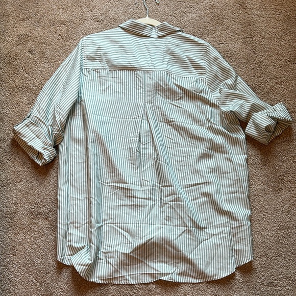 NWT Velvet Heart women’s green & white Elisa Striped Roll Sleeve Shirt size 1X - Picture 6 of 8